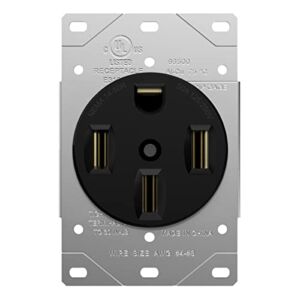 ENERLITES 50 Amp Range Receptacle Outlet for RV and Electric Vehicles, NEMA 14-50R, 3-Pole, 4 Wire (8, 6, 4 AWG Copper Only), 125/250V, 66500-BK, Black