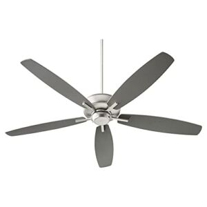 Carlile Way Ceiling Fan in Bailey Street Home Home Collection Style 60 inches Wide by 12.25 inches High Satin Nickel Silver/Walnut Carlile Way Ceiling Fan in Bailey Street Home Home Collection Style