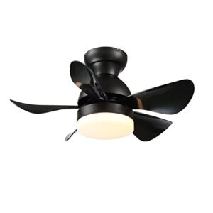 NOXARTE Modern Ceiling Fan with Light Remote Control Black LED Light Kit Mini Fandelier for Study Room Bedroom Living Room 30”