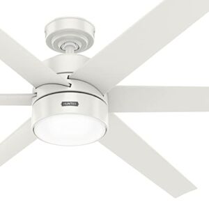 Hunter Fan 72 inch Casual Fresh White Finish Outdoor Ceiling fan with LED Light Kit (Renewed)