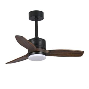 BANSA ROSE 36 inch Wood Modern Ceiling Fan with LED Light and Remote Control,3 Blades,Brown