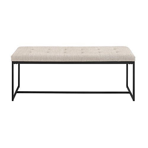 Walker Edison Modern Tufted Upholstered Entryway Bench Cushion Hallway Metal Bedroom Bench Ottoman, 48 Inch, Tan | The Storepaperoomates Retail Market - Fast Affordable Shopping