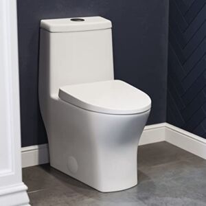 Swiss Madison SM-1T257 Sublime II Compact 24″ Length One Piece Toilet Dual Flush 0.8/1.28 GPF with Side Holes, Glossy White