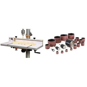 WEN DPA2412T 24 in. x 12 in. Drill Press Table with an Adjustable Fence and Stop Block & DS164 20-Piece Sanding Drum Kit for Drill Presses and Power Drills