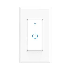 Smart Light Switch, WiFi Switch Touch Wall Switch 1 Gang, Compatible with Alexa Google Home and IFTTT, No Hub Required, One Way Switches App Control from Anywhere, Timing Schedule