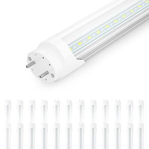 SHINESTAR 24-Pack T8 LED Bulbs 4 Foot, 18W 5000K Daylight, Clear Cover, Dual-end, T8 T10 T12 Fluorescent Light Bulbs Replacement, Ballast Bypass Type B, 2 pin G13 Base