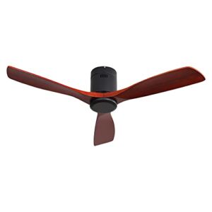 BANSA ROSE Ceiling Fan, 3 Wood Fan Blades, 52″ Matte Black Classical Design with Remote Control, Noiseless Reversible DC Motor for Bedroom/Living Room/Study/Porch(Bulb Not Included)