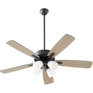 Milky Whey 5 Blade Ceiling Fan with Light Kit in Transitional Style-18.25 inches Tall and 52 inches Wide Matte Black Matte Black/Weathered Gray Milky Whey 5 Blade Ceiling Fan with Light Kit in