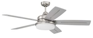 Craftmade 54″ Drew Ceiling Fan in Brushed Polished Nickel Finish, Custom Painted Nickel Blades, Remote Control Included, WI-FI Optional, Energy Saving 6 Speed Reversible DC Motor, DRW54BNK5