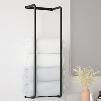 Towel Rack for Bathroom, Wall Mounted Stainless Steel Bathroom Organizer, Bath Towel Holder Wall Towel Rack for Rolled Towels, for Modern Small Space Bathroom Towel Storage – Black | The Storepaperoomates Retail Market - Fast Affordable Shopping