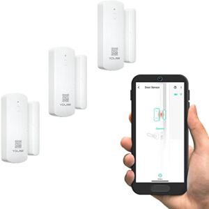 YoLink 1/4 Mile World’s Longest Range Wireless Door Sensor, Android-iOS App Smart Door Window Sensor, Compatible with Alexa, IFTTT, Home Assistant, 3 Packs – YoLink Hub Required