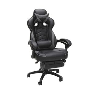 RESPAWN 110 Ergonomic Gaming Chair with Footrest Recliner – Racing Style High Back PC Computer Desk Office Chair – 360 Swivel, Adjustable Lumbar Support, Headrest Pillow, Padded Armrests – 2019 Grey
