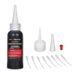 Premium Grade Cyanoacrylate (CA) Super Glue by STARBOND – 2 OZ PRO Pack (56-Gram) – Black Medium-Thick Knot Filler 500 CPS Viscosity Adhesive for Woodworking, Woodturning, Carpentry