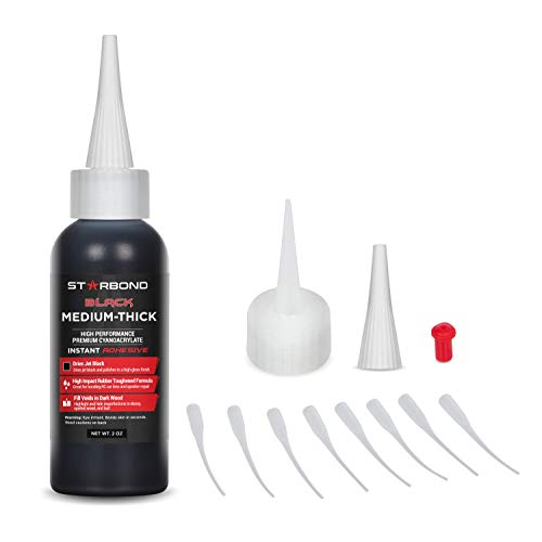Premium Grade Cyanoacrylate (CA) Super Glue by STARBOND – 2 OZ PRO Pack (56-Gram) – Black Medium-Thick Knot Filler 500 CPS Viscosity Adhesive for Woodworking, Woodturning, Carpentry | The Storepaperoomates Retail Market - Fast Affordable Shopping