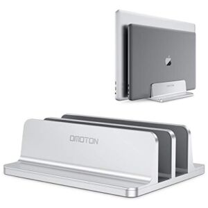 [Updated Dock Version] Vertical Laptop Stand, OMOTON Double Desktop Stand Holder with Adjustable Dock (Up to 17.3 inch), Fits All MacBook/Surface/Samsung/HP/Dell/Chrome Book (Silver)