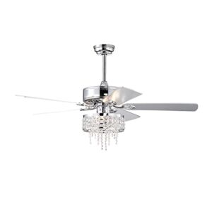 BANSA ROSE 52” Color-changing Ceiling Fan with LED Light and Remote Control,Silver