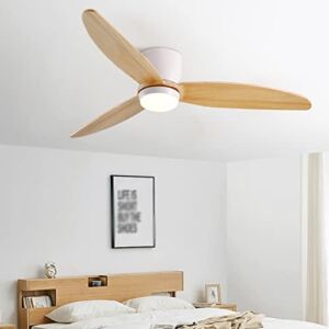 LLLY Modern Led Wood Blade Ceiling Fans with Remote Control Simple Bedroom Living Room Ceiling Light Fan Home Fan Lamp (Color : A)