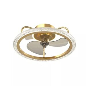 FEER Led Acrylic Smart Ceiling Fan Light Bedroom Study Dining Room Switch Dimmer Light (Color : Gold, Size : 19 * 50cm)
