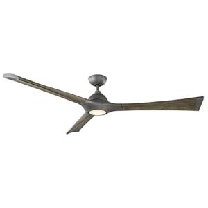 Woody Smart Indoor and Outdoor 3-Blade Ceiling Fan 72in Graphite Weathered Gray with 3000K LED Light Kit and Remote Control works with Alexa, Google Assistant, Samsung Things, and iOS or Android App