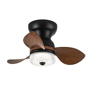 Ceiling Fans with Light, NORFOLK 22″ Low Profile Lighting with Remote Control, Flush Mount Fans with Reversible Motor, Modern Crystal-Style Light Cover