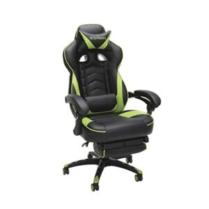 RESPAWN 110 Ergonomic Gaming Chair with Footrest Recliner – Racing Style High Back PC Computer Desk Office Chair – 360 Swivel, Adjustable Lumbar Support, Headrest Pillow, Padded Armrests – 2019 Green