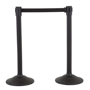 US Weight – U2000 Sentry Stanchion with 6.5 Foot Retractable Belt – Easy Connect Assembly (2-Pack), Black