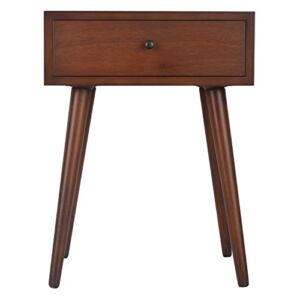 Decor Therapy Mid Century One Drawer Side Table Wood Light, Walnut