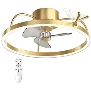 TOENIO Quiet Ceiling Fan with Lights, Ceiling Light 6 speeds Fan lamp with Remote Control and app Dimmable LED Ceiling Fans Fan with Timer Function,Gold,45cm