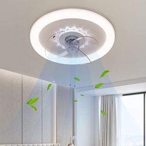 IBalody Nordic Simple Round Ceiling Fan Light Three-Color Dimmable Ceiling Light with Fan 120W LED Fan Light 3 Speed Indoor Ceiling Fan with Light for Bedroom Dining Room