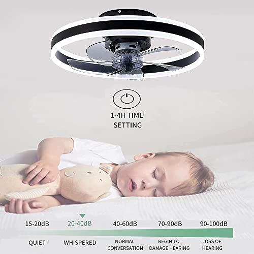YHQSYKS 16″ Ceiling Fan with Lights, Modern Flush Mount Indoor Ceiling Fans with Remote Control, Low Profile Ultra Quiet Fan Ceiling Lamp with Reversible Blades 6-Speed and Timing | The Storepaperoomates Retail Market - Fast Affordable Shopping