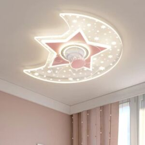 Kids Ceiling Fan Moon Light with Light with Remote Control and App DC Motor 6 Speed Adjustable Speed Reversible 3 Smart LED Fan Unique Bladeless Ceiling Fan Low Profile Fan Lighting Dimmable
