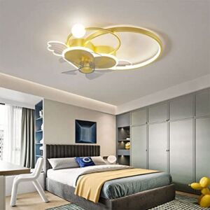 ZXCAQD Fan Ceiling Light, LED Modern Ceiling Fan with Lamp, Dimmable with Remote Control, Quiet Ceiling Fans with Lamps for Bedrooms, Living Room [Energy Class A++] (Color : Gold)