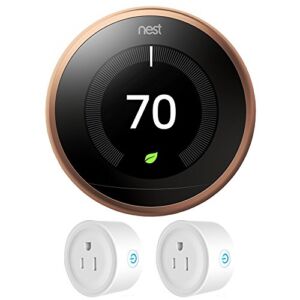 Nest T3021US Learning Thermostat 3rd Gen (Copper) + Deco Gear 2 Pack Wifi Smart Plug