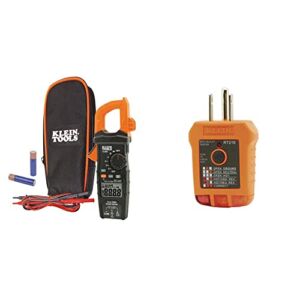 Klein Tools CL600 Electrical Tester, Digital Clamp Meter has Autorange TRMS & RT210 Outlet Tester, Receptacle Tester for GFCI / Standard North American AC Electrical Outlets
