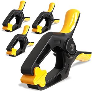 EQUIPTZ Spring Clamps Heavy Duty, 4-Pack 6-inch Large Plastic Clamps for Crafts with 3-Inch Jaw Opening, Backdrop Clips Clamps with Extra Wide Jaws & Strong Clamp Force for a Smooth DIY Experience