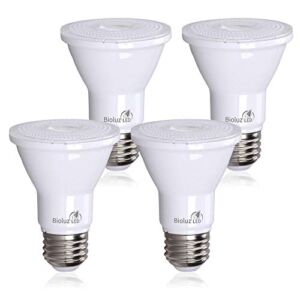 PAR20 LED Bulbs 3000K 90 CRI 5.5W = 75W Replacement Bioluz LED Soft White Dimmable Spot Light Bulb E26 Base 40 Degree Beam Angle UL Listed & Title 20 4-Pack