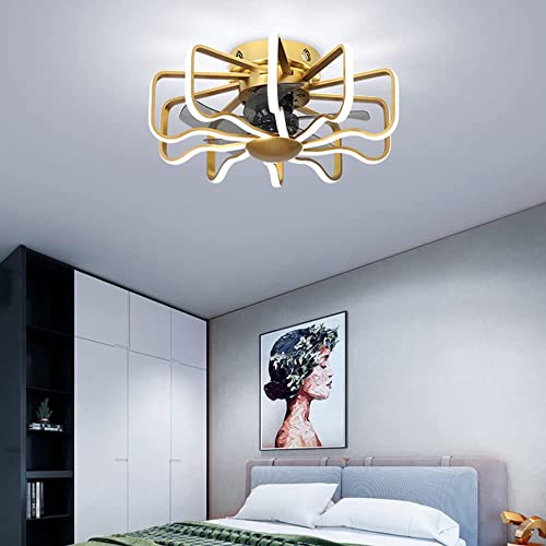 Modern Nordic Style Flush Mount Ceiling Fans，LED 112W Dimmable Fan Ceiling Light，Mute Indoor 3 Speed 3 Color Ceiling Fan Light Kit for Bedroom Living Room Kids Room | The Storepaperoomates Retail Market - Fast Affordable Shopping