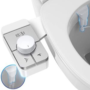 Veken Bidet Attachment for Toilet – Ultra-Slim Self Cleaning Fresh Water Sprayer Bidets Baday Beday Badette Bedette Toilet Seat Attachment with Dual Nozzle for Feminine and Posterior Wash