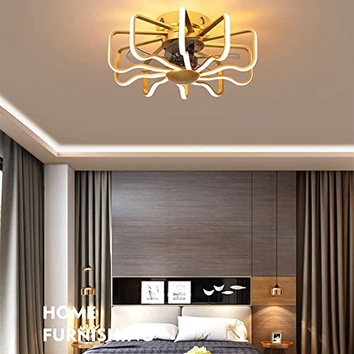 Modern Nordic Style Flush Mount Ceiling Fans，LED 112W Dimmable Fan Ceiling Light，Mute Indoor 3 Speed 3 Color Ceiling Fan Light Kit for Bedroom Living Room Kids Room | The Storepaperoomates Retail Market - Fast Affordable Shopping