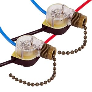 LIGPUS 3Pack Ceiling Fan Light Switch ZE-110 Fan Switch 3 Way Speed Fan Switch Ceiling Pull Chain Switch Replacement (Bronzed)