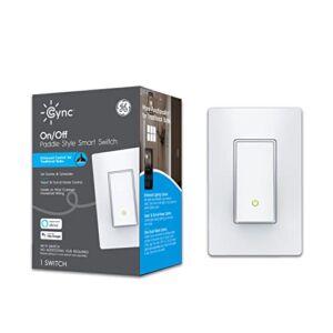 GE CYNC Smart Light Switch On/Off Paddle Style, No Neutral Wire Required, Bluetooth and 2.4 GHz Wi-Fi Switch, Works with Alexa and Google Home, (1 Pack) Packaging May Vary