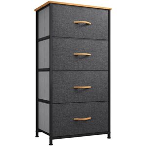 YITAHOME Dresser with 4 Drawers – Fabric Storage Tower, Organizer Unit for Bedroom, Living Room, Hallway, Closets & Nursery – Sturdy Steel Frame, Wooden Top & Easy Pull Fabric Bins