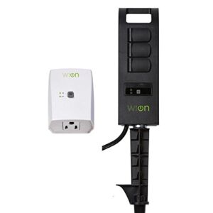 WiOn 50063 Smart Plug-In Indoor and Outdoor Wi-Fi Switch and Yard Stake Bundle, 1 Grounded Outlet and 3 Grounded Outlets