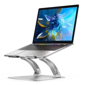 Nulaxy Laptop Stand for Desk, Ergonomic Height Angle Adjustable Laptop Riser Holder with Heat-Vent Computer Stand Compatible with 10-17″ Up to 22 Lbs Laptop Notebook Computer Silver