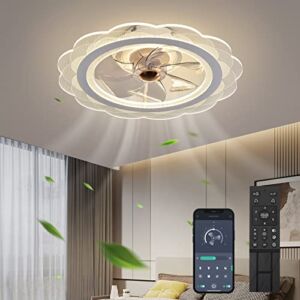 2022 Upgraded Fszdorj Ceiling Fan F095 White Ceiling Fans with Lights App & Remote Control, Timing & 3 Led Color Led Ceiling Fan, 6 Wind Speeds Modern Ceiling Fan for Bedroom, Living Room, Small Room