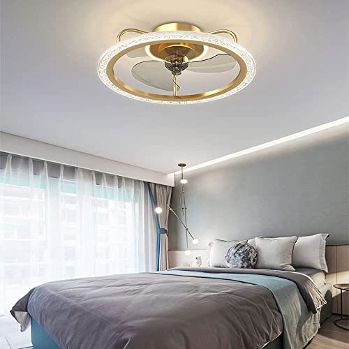 ZXCAQD Gold Indoor Ceiling Lights with Remote Control 19.7”，LED Dimmable Speed Regulation Low Profile Enclosed Ceiling Fan Light Flush Mount for Dining Room Bedroom Living Room | The Storepaperoomates Retail Market - Fast Affordable Shopping