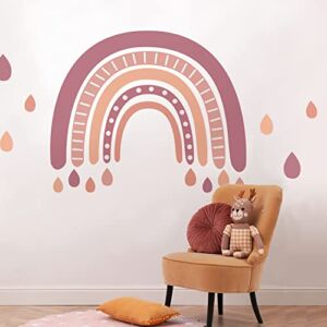 QUCHENG Boho Rainbow Wall Decals Girls Bedroom Stickers Large Wallpaper Removable Murals Nursery Vinyl Waterproof Decorations