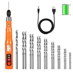 Uolor Electric Cordless USB Rechargable Hand Drill Kit for Jewelry Making, Pin Vise Set for Wood Resin Plastic Keychain Polymer Clay