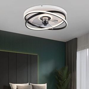 ZXCAQD Ceiling Fan Bedroom Light, Upholstery Ceiling Fan – Modern Smart LED 6 Speed Timer with Remote Control Dimming 3 Color Wheel Ceiling Light, Can Be Used in Winter and Summer (Color : Black)