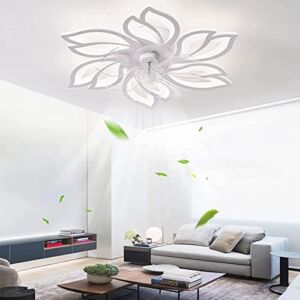 25” White Modern Indoor recessed Ceiling Fan with Light Remote Control, Remote Control and 3 Color Adjustable Ceiling Fans for Bedroom/Small Space